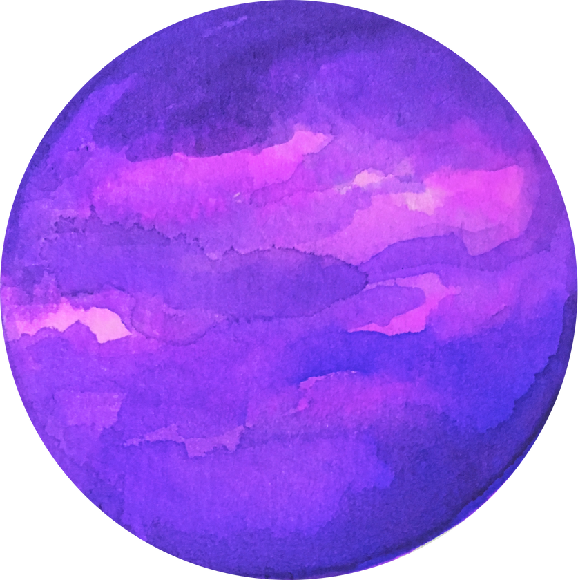 Hand-Painted Watercolor Space Galaxy Purple Violet Planet